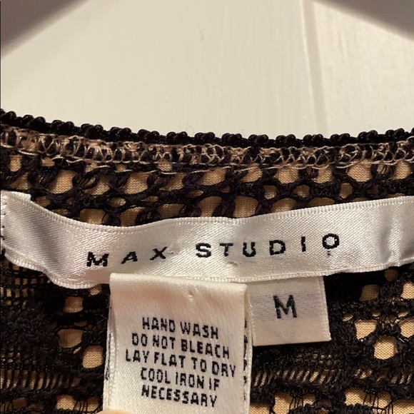 Max Studio V-neck Black Lace Dress w/ Nude Lining - Picture 6 of 10